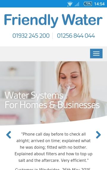 Friendly Water web design mobile layout
